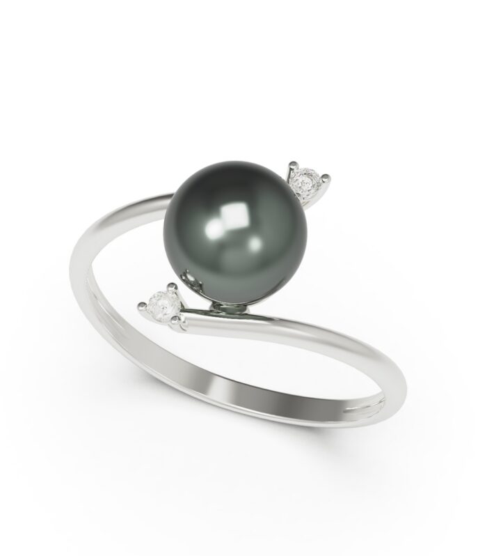 Anello Oro Bianco Perla Fresh Water